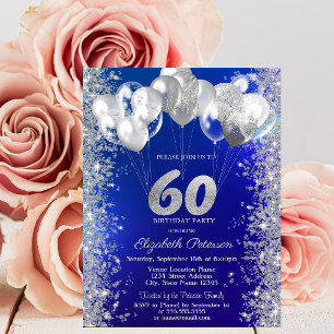 Glitter-Konfetti-Balloons Navy Blau 60. Geburtstag Einladung
