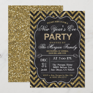 Glitter-Kreide-Silvesterparty-Einladung Einladung