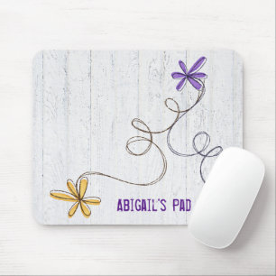 Glitter-Kritzel-Gänseblümchen-Holz Mousepad