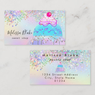 Glitter-Kuchen-Logo falscher Pastellglitter Visitenkarte