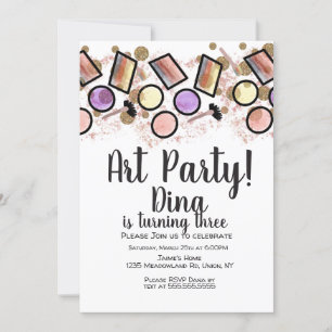 Glitter-Kunst-Geburtstagsfeier-Pinselpalette Einladung