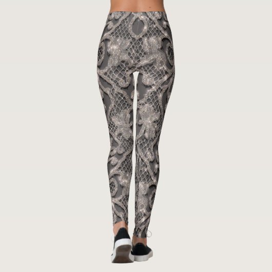 Glitter Lace Illusion Pattern – Elegant Sparkling Leggings (Rückseite)