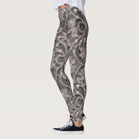 Glitter Lace Illusion Pattern – Elegant Sparkling  Leggings (Links)