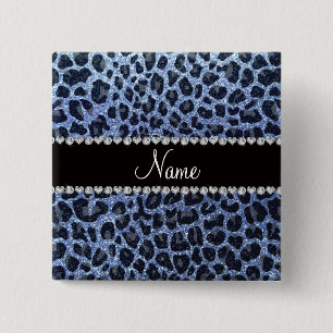 Glitter-Leoparddruck des individuellen Namens Button