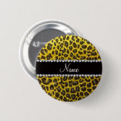 Glitter-Leopardneondruck des individuellen Namens Button (Vorne & Hinten)