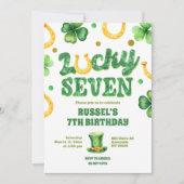 Glitter Lucky Seven St Patrick Birthday Einladung (Vorderseite)