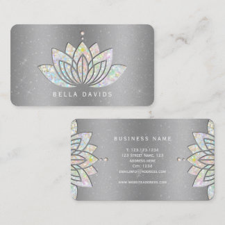 Glitter Mandala Lotus Yoga-Lehrer Silber Visitenkarte