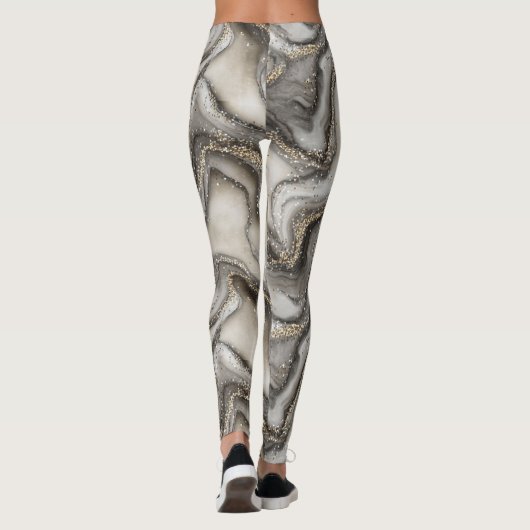 Glitter Marble Pattern – Sparkling Luxury Stone  Leggings (Rückseite)
