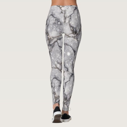Glitter Marble Pattern – Sparkling Luxury Stone  Leggings (Rückseite)