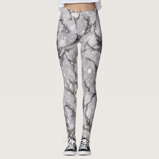 Glitter Marble Pattern – Sparkling Luxury Stone  Leggings (Vorderseite)