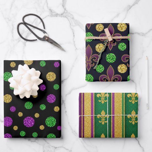 Glitter Mardi Gras  Geschenkpapier Set (Vorderseite)