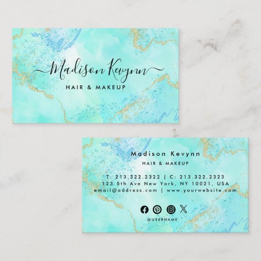 Glitter-Marmor-Achat Visitenkarte (Vorne/Hinten)