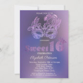 Glitter Mask Violet  Sweet 16 Einladung (Vorderseite)