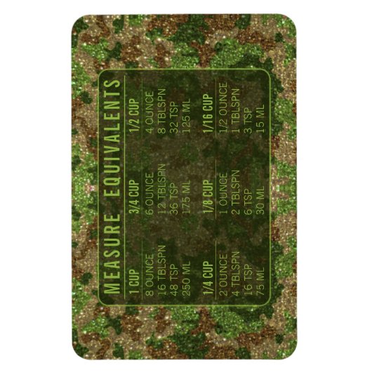 Glitter Measuring Conversion Kitchen Measure Guide Magnet (Vertikal)