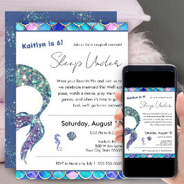 Glitter Mermaid Sleep Under Birthday Party v2 Einladung