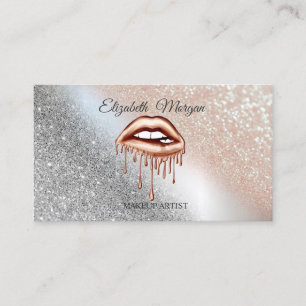Glitter Metallic tropfende Lippen Makeup-Artist  Visitenkarte