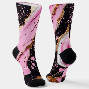 Glitter Minimal Nahtlos Schwarz Rosa Muster Socken