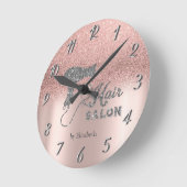 Glitter Ombre Rose Gold Hearts,Hairdryer   Runde Wanduhr (Winkel)