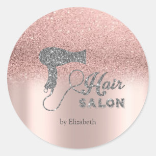 Glitter Ombre Rose Gold, Silber-Haartrockner Runder Aufkleber