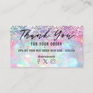Glitter Opal Danke Geschäftskarte Visitenkarte