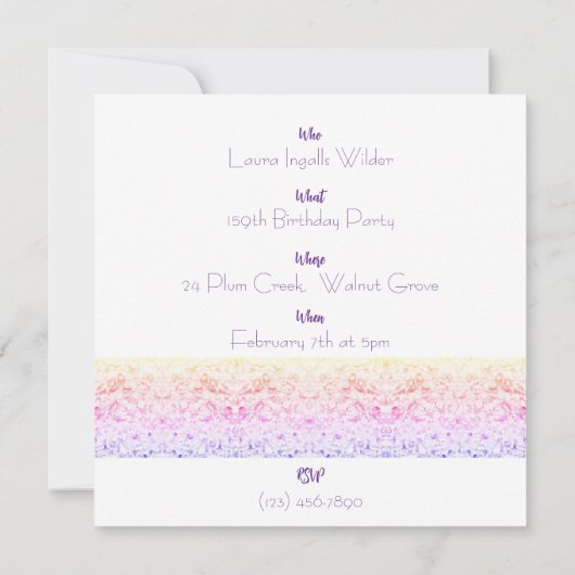 Glitter Party Invitation  (Rückseite)