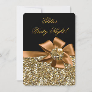 Glitter-Party-Nacht Gold Schwarz Bronze Bogen Schm Einladung