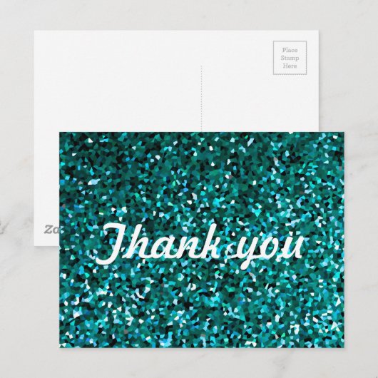 Glitter Patterns Thank You Blue Glittery Sparkle Postkarte (Vorne/Hinten)