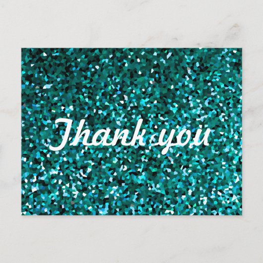 Glitter Patterns Thank You Blue Glittery Sparkle Postkarte (Vorderseite)