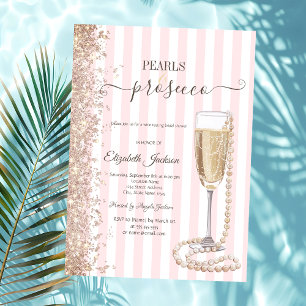 Glitter Perlen & Prosecco Rosa Streifen-Junggesell Einladung