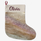 Glitter Personalized Name Christmas Stocking Großer Weihnachtsstrumpf (Vorderseite)