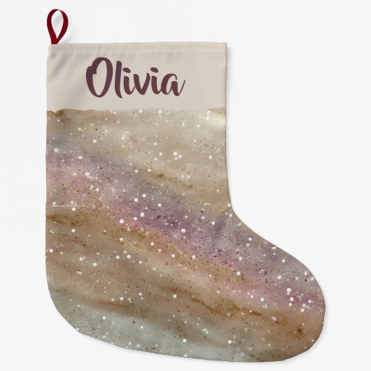 Glitter Personalized Name Christmas Stocking Großer Weihnachtsstrumpf (Vorderseite)
