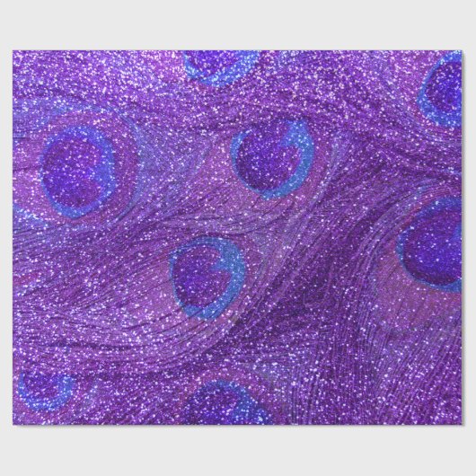 Glitter-Pfaufedern des Indigos lila Geschenkpapier (Flach)