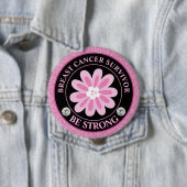 Glitter Pink Flower Breast Cancer Awareness Design Button (Beispiel)