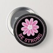 Glitter Pink Flower Breast Cancer Awareness Design Button (Vorne & Hinten)