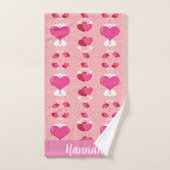 glitter pink heart vibrant romantic wallpaper badhandtuch set (Handtuch)