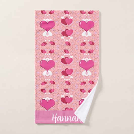 glitter pink heart vibrant romantic wallpaper badhandtuch set (Handtuch)