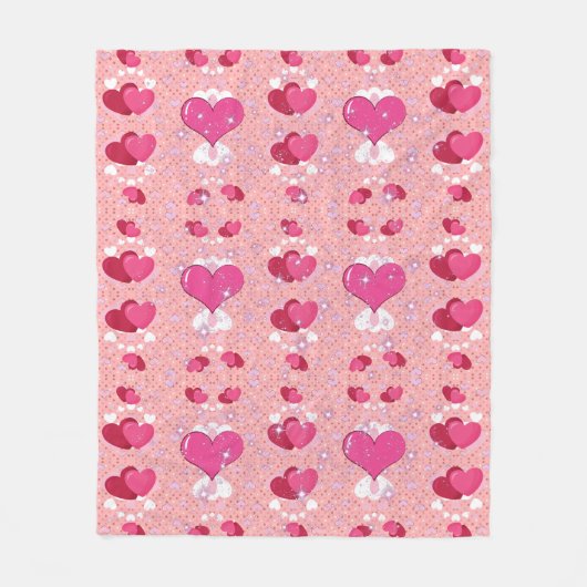 glitter pink heart vibrant romantic wallpaper fleecedecke (Vorderseite)