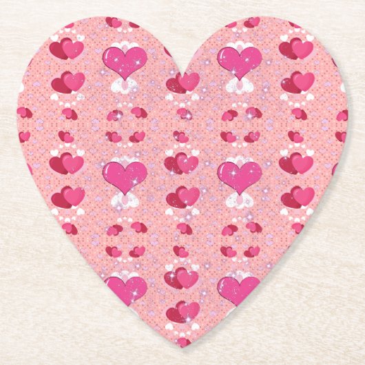 glitter pink heart vibrant romantic wallpaper untersetzer (Vorderseite)