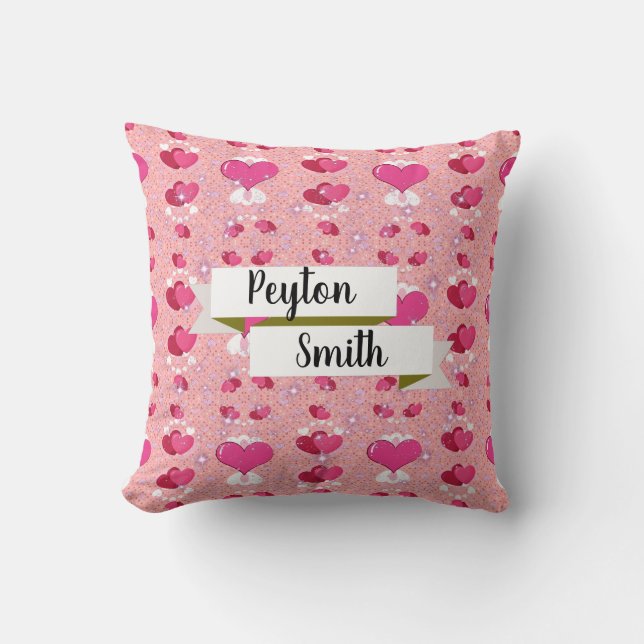 glitter pink hearts luxe romantic sweet pattern kissen (Vorderseite)