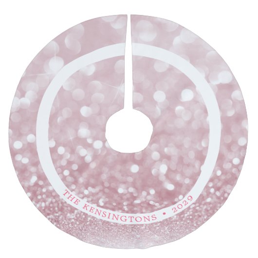 Glitter Pink Holiday Sparkle Muster Polyester Weihnachtsbaumdecke (Vorderseite)