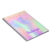 Glitter pink iridescent unicorn girl name notizblock (Rechte Seite)
