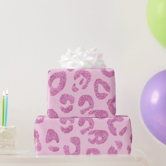 Glitter Pink Leopard Pattern Geschenkpapier (Partygeschenke)