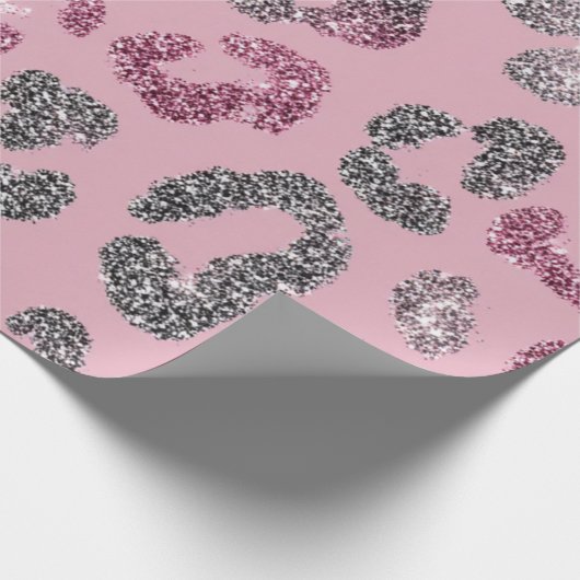 Glitter Pink Leopard Pattern Geschenkpapier (Ecke)