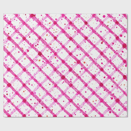 Glitter Pink Plaid Pattern Geschenkpapier (Flach)