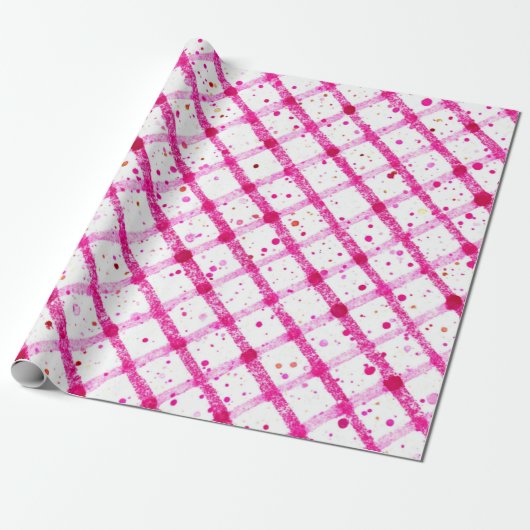 Glitter Pink Plaid Pattern Geschenkpapier (Ungerollt)