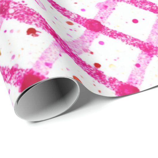 Glitter Pink Plaid Pattern Geschenkpapier (Rolleneckpunkt)