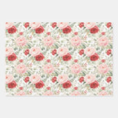 Glitter Pink Red Rosen Floral-Brautdusche Geschenkpapier Set (Vorderseite 3)