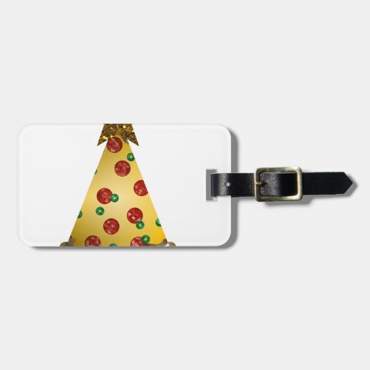 Glitter-Pizza-Weihnachtsbaum Gepäckanhänger (Vorderseite horizontal)