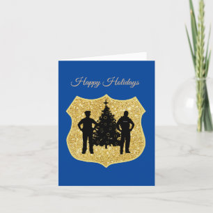 Glitter Polizei Schild & Polizei Weihnachtskarte Karte
