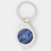 glitter purple & blue custom  monogram  schlüsselanhänger (Vorderseite)